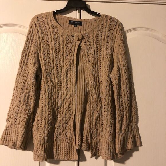 Jones New York camel 1 button knitted cardigan sz XL - Picture 1 of 9